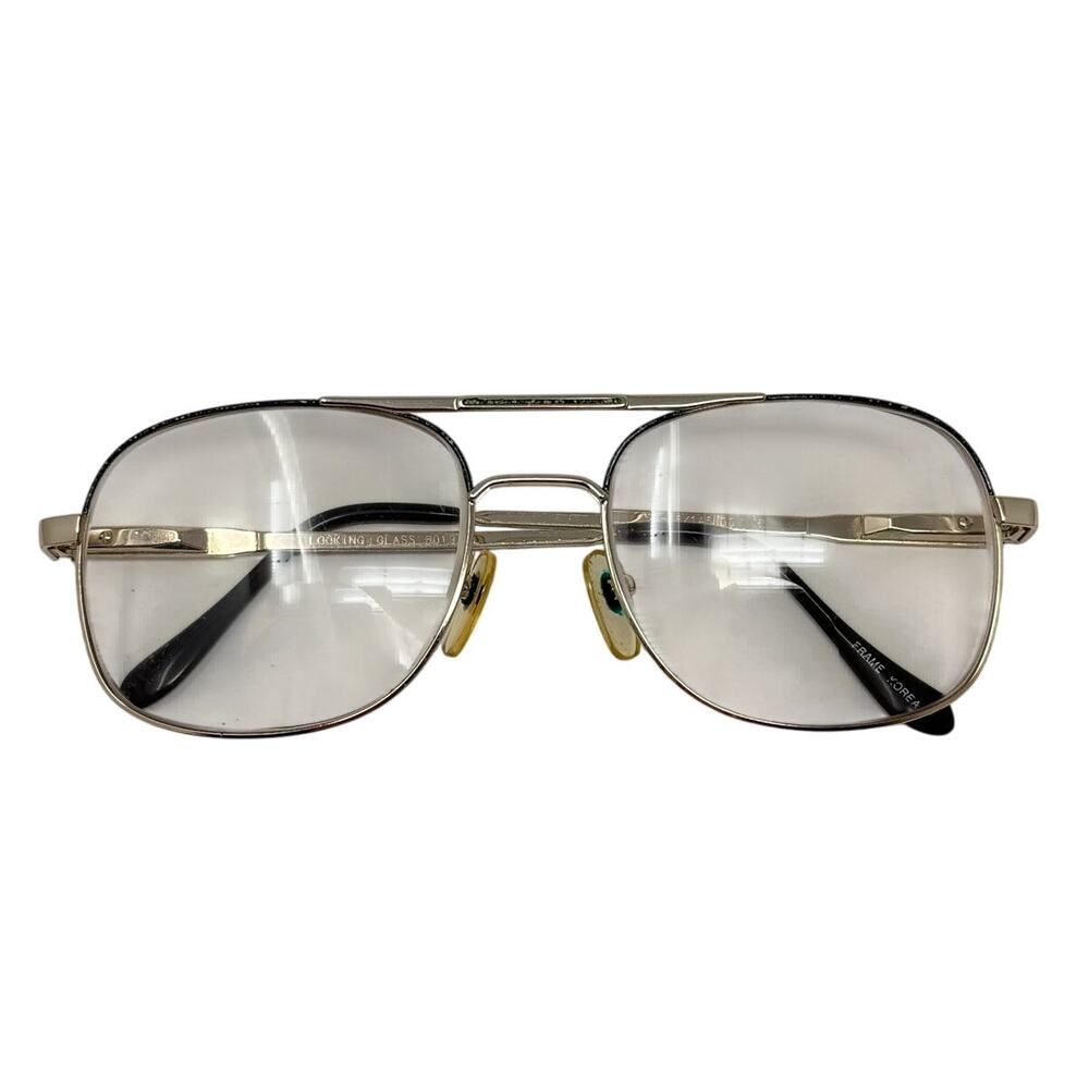 Vintage 1980 Men's Frames Looking Glass 8019 Aviator Eyeglass Frames Korea 56-18